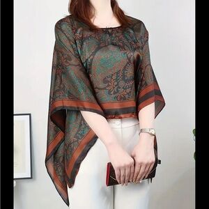 Black Paisley Silky Boho Cover-Up Wrap